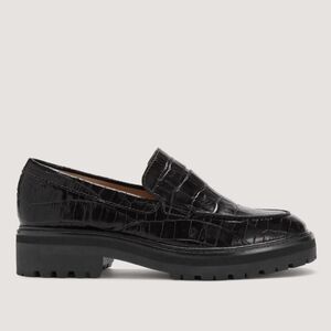 Everlane Black Croc-Embossed Loafers